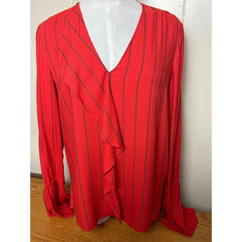 Derek Lam 10 Crosby Top Women's Size 8 Striped V-Neck Blouse‎
